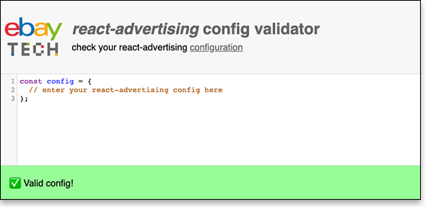 Screenshot of config validator on CodeSandbox.io