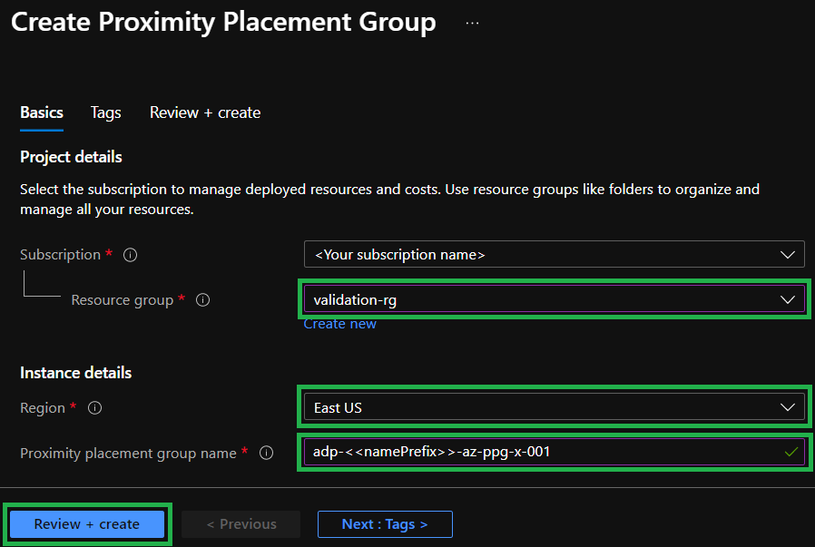 Create Proximity Placement