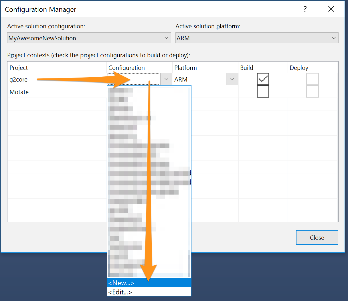 AS7: Chose new from the g2core→Configuration cell